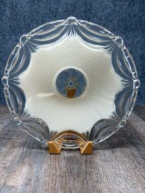 Vintage Art Deco Frosted Glass Ceiling Light Shade w/Clear Leaf Design 1930’s EC